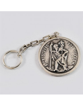Brelok srebrny dwustronny św. Krzysztof papież Jan Paweł II B 4.6g