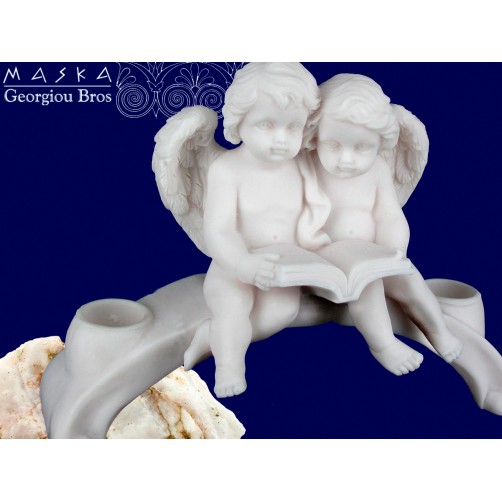 Para aniołków czytających książkę -alabaster grecki 395-0640 Para aniołków czytających książkę -alabaster grecki 395-0640