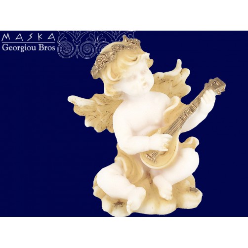 Aniołek grający na gitarze -alabaster grecki 396-0626