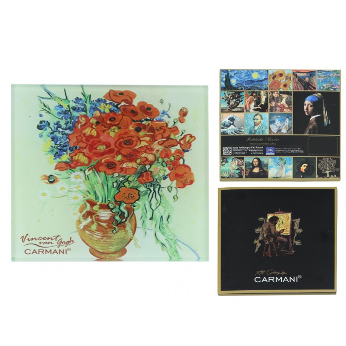 Podkładka szklana - V. van Gogh, Czerwone maki i stokrotki (CARMANI) 195-3205