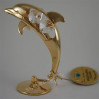 Złota figurka delfin z kryształkami swarovskiego