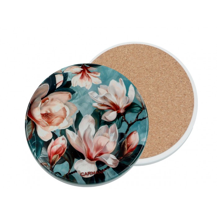 Podkładka ceramiczna, okrągła - Kwiaty, magnolie (CARMANI) 008-2054I