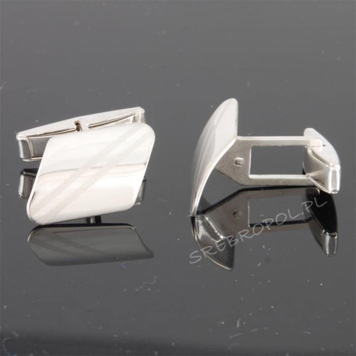 Srebrne spinki do mankietów połysk-mat WS-4700 7.9g