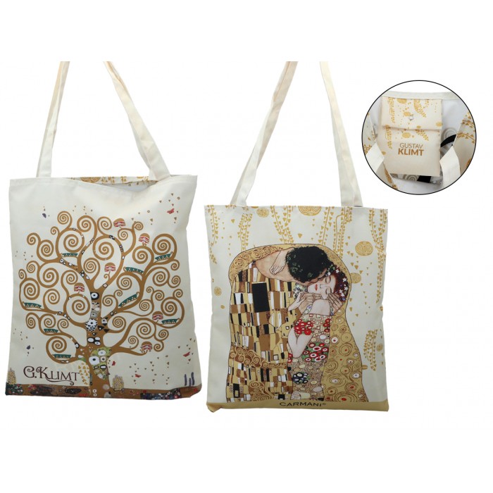 Torba na ramię - G. Klimt, Pocałunek + Drzewo, jasne tło (CARMANI) 021-8741