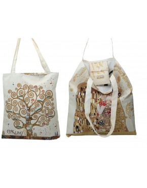 Torba na ramię - G. Klimt, Pocałunek + Drzewo, jasne tło (CARMANI) 021-8741