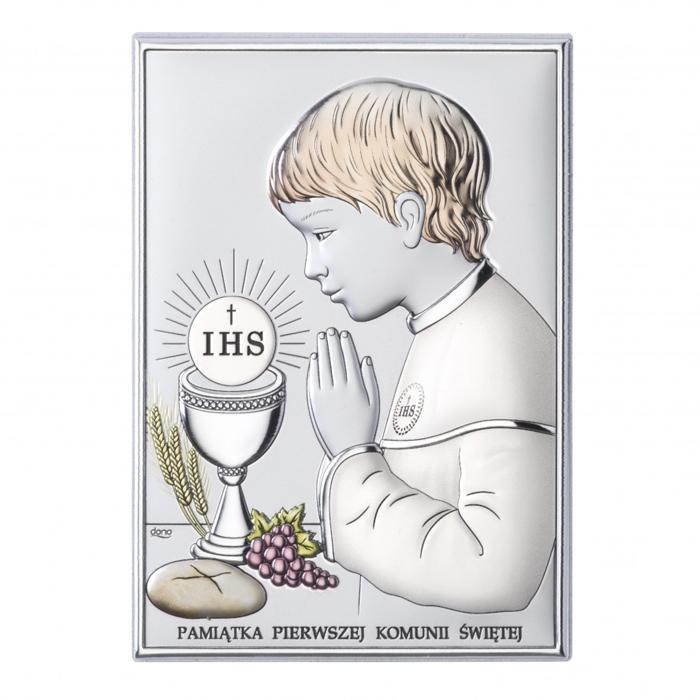 Ikona, obrazek srebrny - Pamiątka I Komunii Świętej DS04/3CO