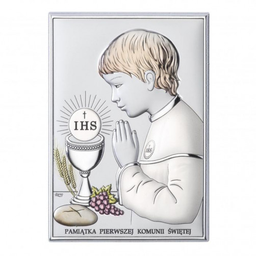 Ikona, obrazek srebrny - Pamiątka I Komunii Świętej DS04/3CO Ikona, obrazek srebrny - Pamiątka I Komunii Świętej DS04/3CO