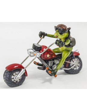 Figurka żaba na motocyklu