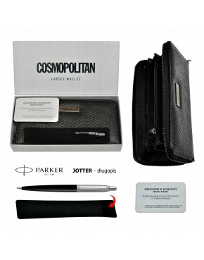 Długopis Parker Jotter Originals Czarny Black CT 2096873 + portfel Cosmopolitan