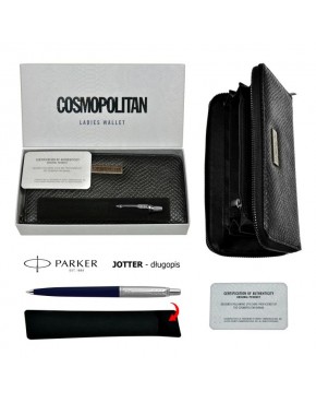 Długopis Parker Jotter Blu/Black CT 1953186 + portfel Cosmopolitan