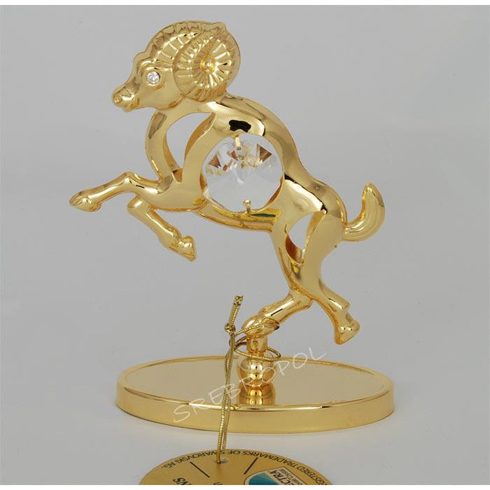 Złota figurka znak zodiaku BARAN z kryształkami swarovskiego 122-0106