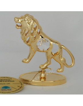 Złota figurka znak zodiaku LEW z kryształkami swarovskiego 122-0110