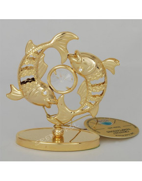 Złota figurka znak zodiaku RYBY z kryształkami swarovskiego 122-0105