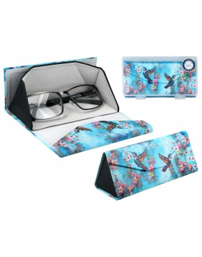 Etui na okulary, składane - Dekoracja kwiatowa, Kolibry (CARMANI) 021-8381