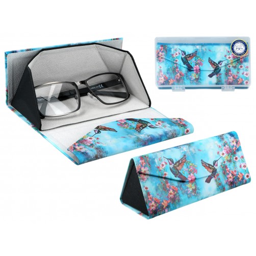 Etui na okulary, składane - Dekoracja kwiatowa, Kolibry (CARMANI) 021-8381