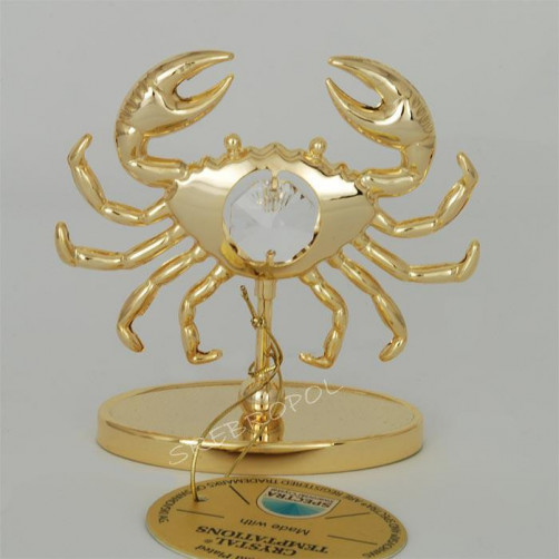 Złota figurka znak zodiaku RAK z kryształkami swarovskiego 122-0109