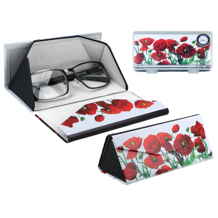 Etui na okulary, składane - Dekoracja kwiatowa, Maki (CARMANI) 021-8385