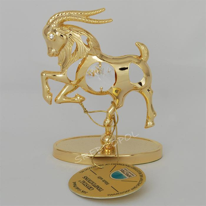 Złota figurka znak zodiaku KOZIOROŻEC z kryształkiami swarovskiego 122-0103