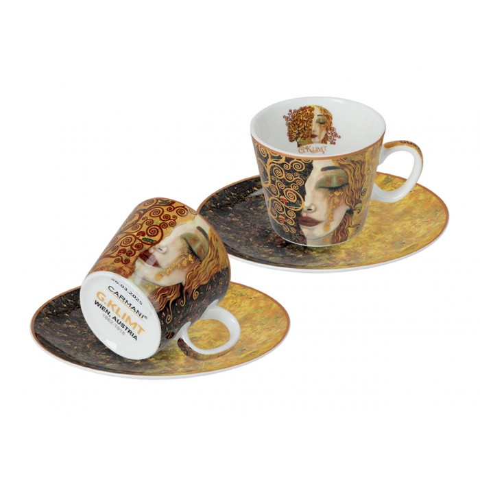Kpl. 2 filiżanek espresso - G. Klimt, Złote łzy (białe i czarne tło) (CARMANI) 532-0308