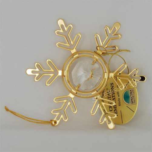 Złota figurka śnieżynka z kryształkami swarovskiego 122-0119