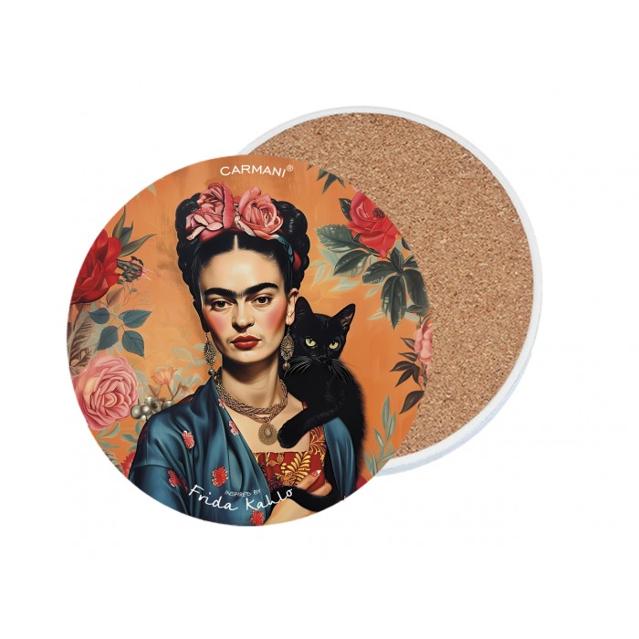 Podkładka ceramiczna, okrągła (duża) - Inspirowane malarstwem F. Kahlo (CARMANI) 008-3431