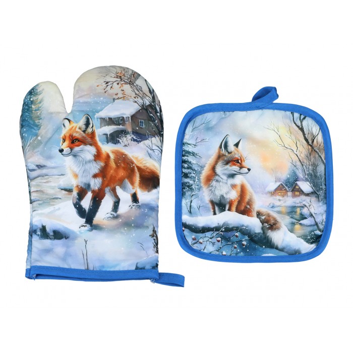 Kpl. Łapka i rękawica kuchenna - Zimowe zwierzęta - Lisy (CARMANI) 023-5398 Kpl. Łapka i rękawica kuchenna - Zimowe zwierzęta - Lisy (CARMANI) 023-5398
