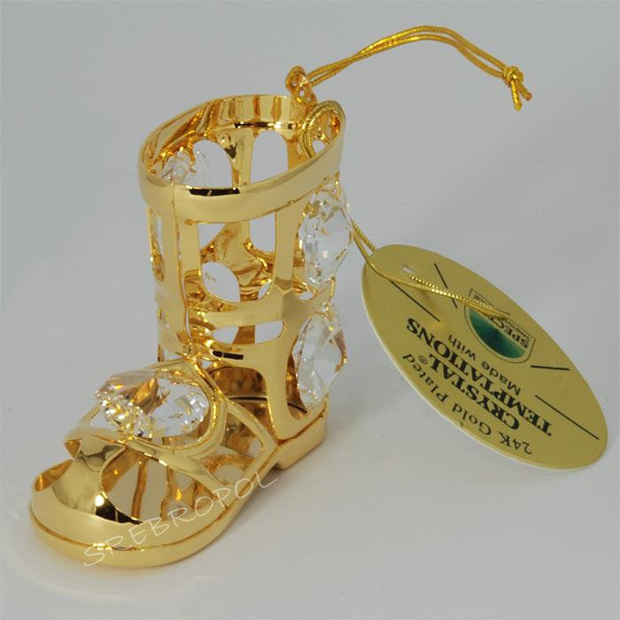 Złota figurka duży but z kryształkami swarovskiego 122-0118