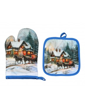 Kpl. Łapka i rękawica kuchenna - Zimowa idylla (CARMANI) 023-5396