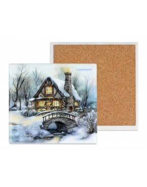 Kpl. 5 podkładka ceramicznych, kwadratowych - Zimowa idylla (CARMANI) 008-3880