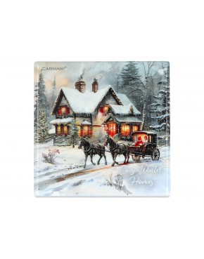 Kpl. 5 podkładka ceramicznych, kwadratowych - Zimowa idylla (CARMANI) 008-3881