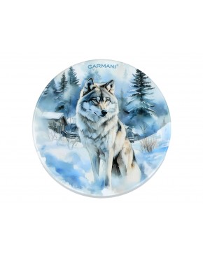 Kpl. 5 podkładka ceramicznych, okrągłych - Zimowe zwierzęta - Wilki (CARMANI) 008-3884