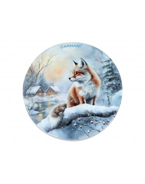 Kpl. 5 podkładka ceramicznych, okrągłych - Zimowe zwierzęta - Lisy (CARMANI) 008-3885
