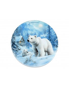 Kpl. 5 podkładka ceramicznych, okrągłych - Zimowe zwierzęta - Niedźwiedzie (CARMANI) 008-3887