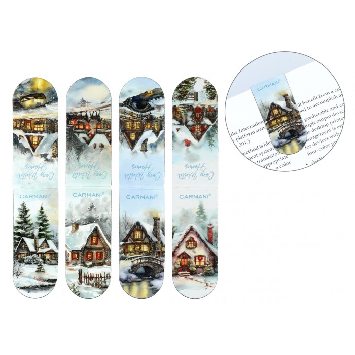 Kpl. 4 zakładek magnetycznych - Domy w objęciach zimy (CARMANI) 013-4225