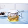 Kubek szklany z ceramicznym zaparzaczem i przykrywką. 703-4346