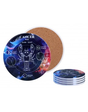 Kpl. 4 podkładek ceramicznych, okrągłe - Znaki zodiaku, Rak (CARMANI) 008-7984