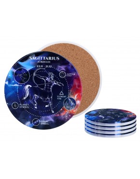 Kpl. 4 podkładek ceramicznych, okrągłe - Znaki zodiaku, Strzelec (CARMANI) 008-7989