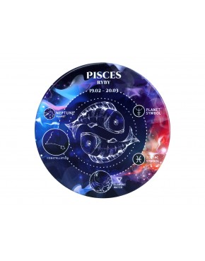 Kpl. 4 podkładek ceramicznych, okrągłe - Znaki zodiaku, Ryby (CARMANI) 008-7992