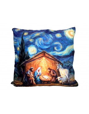Poduszka z wypełnieniem/suwak - insp. malarstwem van Gogha, Boże Narodzenie (CARMANI) 023-8953