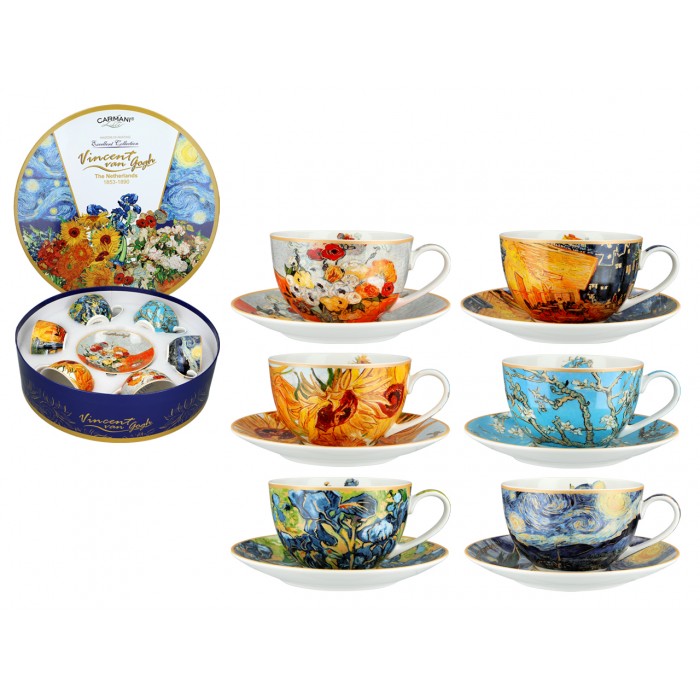 Kpl. 6 filiżanek w okrągłym pudełku - V. van Gogh (CARMANI) 830-8403