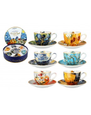 Kpl. 6 filiżanek espresso w okrągłym pudełku - V. van Gogh (CARMANI) 830-8405