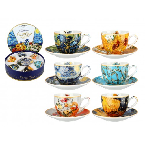Kpl. 6 filiżanek espresso w okrągłym pudełku - V. van Gogh (CARMANI) 830-8405