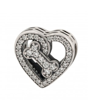 Charms serce z łapką i kością CH35