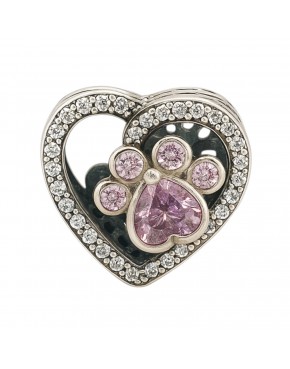 Charms serce z łapką i kością CH35