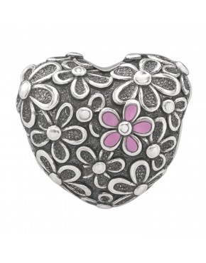 Charms serduszko z kwiatuszkami dla mamy CH109