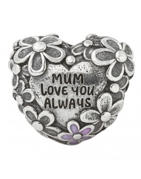 Charms serduszko z kwiatuszkami dla mamy CH109