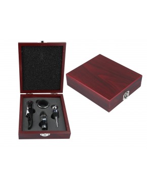 Kpl. do otwierania wina w drewnianym pudełku (4 elementy) 125-0025