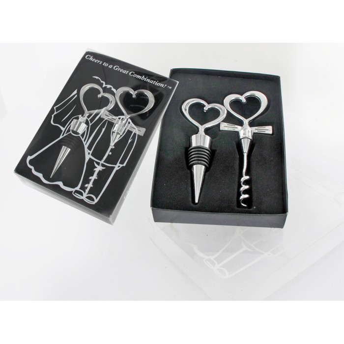 Kpl. otwieracz i korek do wina - pełny metal 125-0001