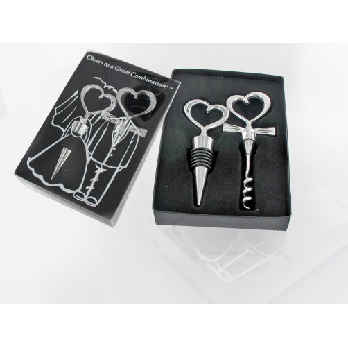 Kpl. otwieracz i korek do wina - pełny metal 125-0001