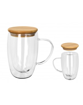 Kubek szklan z podwójnymi ściankami i przykrywką 703-4729